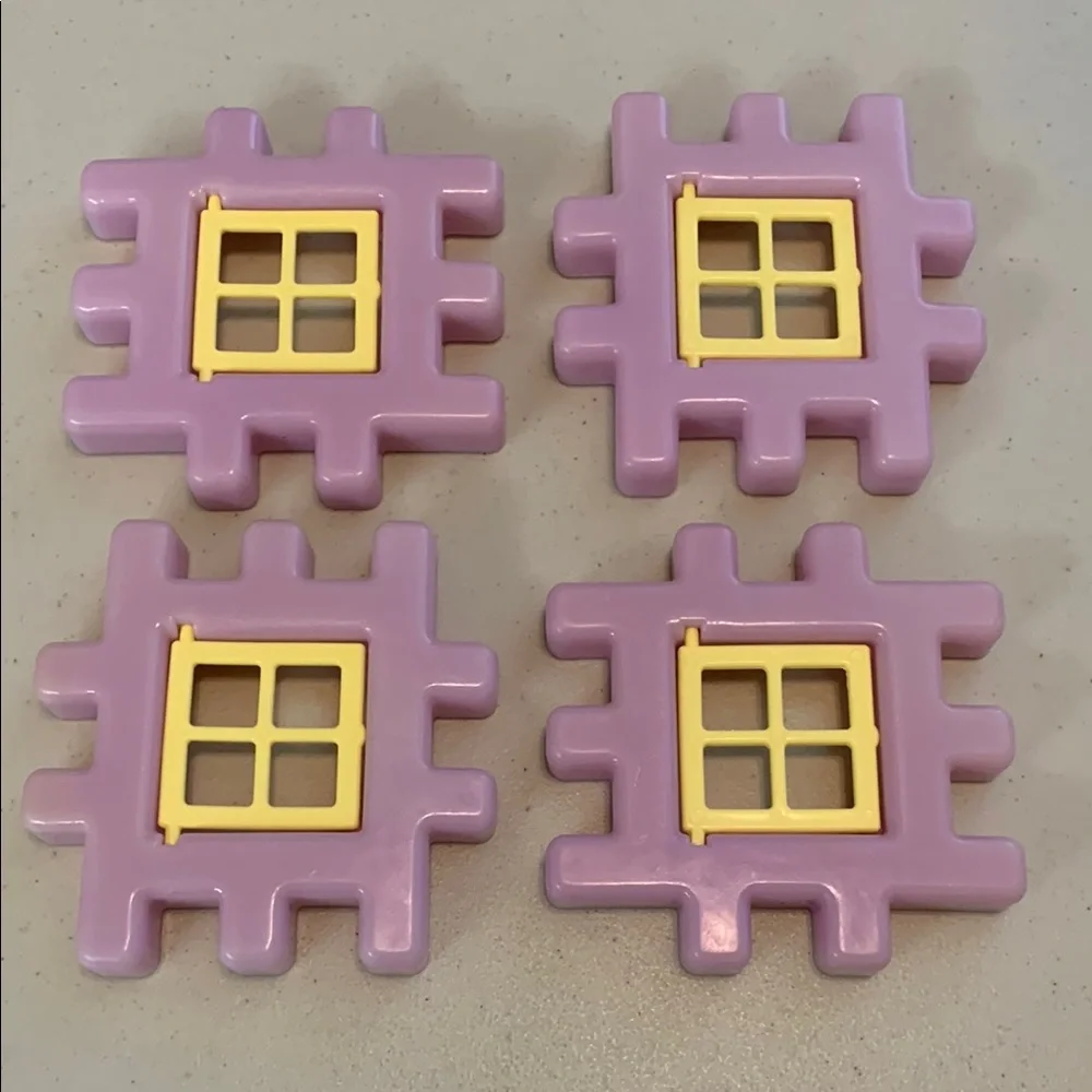 Vintage Little Tikes Wee Waffle Blocks Window Replacement Lot Purple Yellow Open